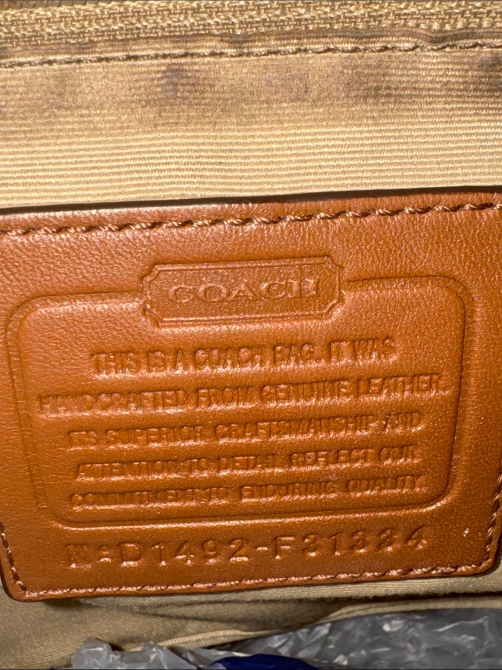Cream and Brown Coach Pebble Leather Tote Bag - Classic Women's Handbag - Picture 5 of 15